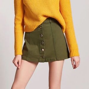 2/$30 forever 21 olive green denim button down mini skirt